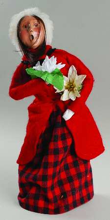 Traditional Assorted Carolers Woman With Poinsettias - No Box