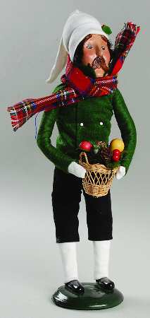 Traditional Assorted Carolers Man With Fruit Basket - No Box