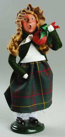 Traditional Assorted Carolers Girl With Plum Pudding - No Box