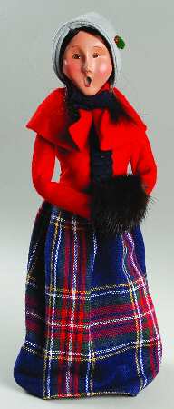 Traditional Assorted Carolers Woman With Muff-Red Coat - No Box