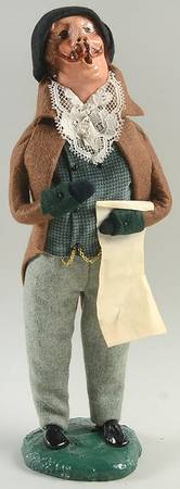 Victorian Assorted Carolers Mustache Man With Music-Tan - No Box
