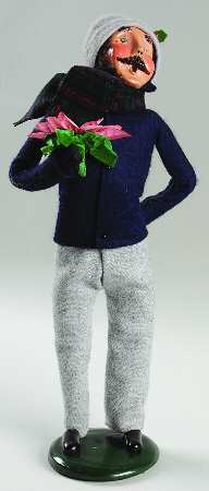 Traditional Assorted Carolers Man With Flowers - No Box