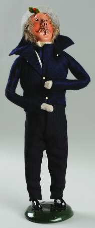 Traditional Assorted Carolers Mustache Man In Blue Coat - No Box