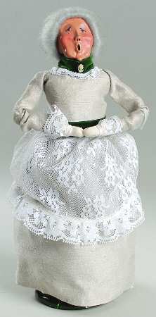 Victorian Assorted Carolers Grandmother-White Dress Green Trim - No Box