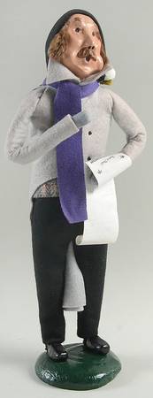 Traditional Assorted Carolers Mustache Man With Music-Grey - No Box Nb1212