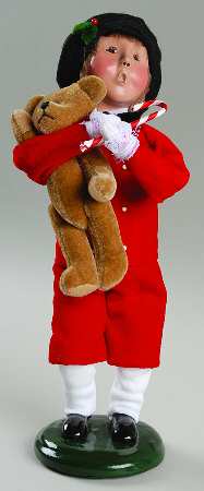 Traditional Assorted Carolers Boy With Toy Teddy Bear-Red Suit - No Box