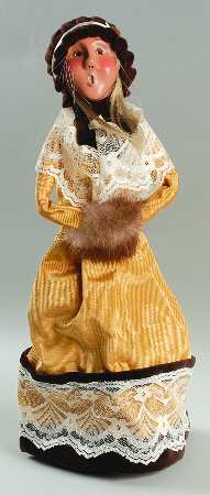 Traditional Assorted Carolers Victorian Woman-Gold Dress W/Lace - No Box