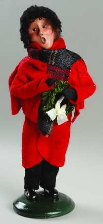 Traditional Assorted Carolers Teen Boy With Wreath-Red Coat - No Box