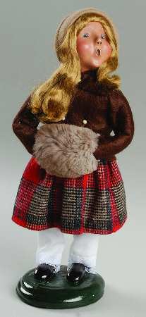 Traditional Assorted Carolers Girl With Muff-Brown Coat - No Box