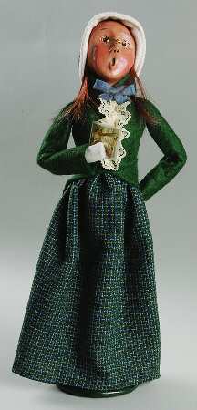 Traditional Assorted Carolers Girl In White Cap With Christmas Card - No Box