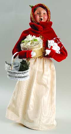 Traditional Assorted Carolers Victorian Shopper-Red Cape - No Box