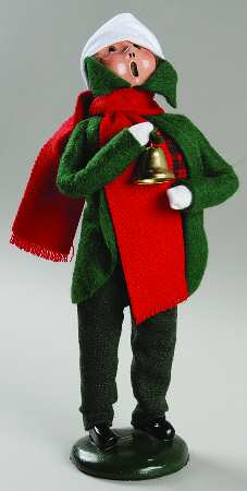 Traditional Assorted Carolers Boy With Bell And White Cap - No Box