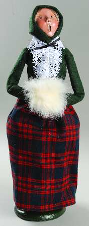 Traditional Assorted Carolers Woman With Green Coat And White Muff Lac - No Box