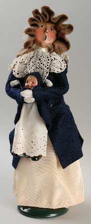Traditional Assorted Carolers Woman With Toddler - Blue Coat Lace - No Box