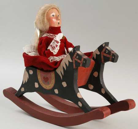 Specialty Carolers Girl On Rocking Horse - No Box