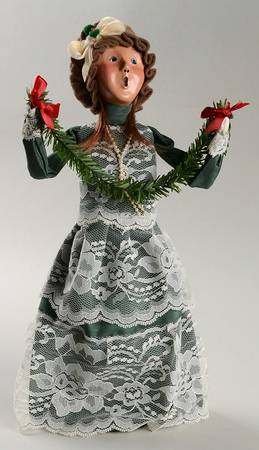 Traditional Assorted Carolers Woman W/ Garland Lace Dress - No Box