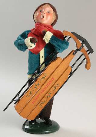 Victorian Specialty Families Sledding-Boy With Sled - No Box