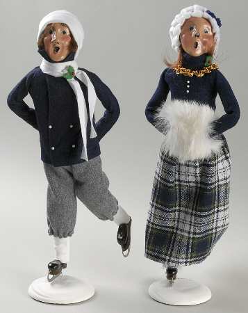 Winter Outdoor Activities Skater Couple-Blue - No Box
