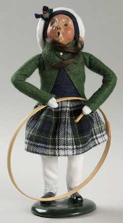 Traditional Assorted Carolers Girl With Hoop-Green Coat - No Box