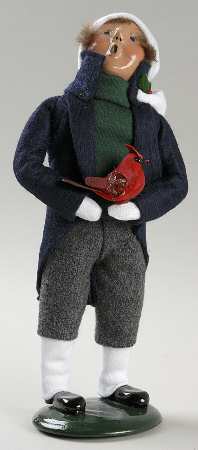 Traditional Assorted Carolers Boy With Cardinal Bird - No Box