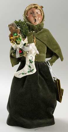 Traditional Assorted Carolers Shopper Woman Stocking And Presents - No Box