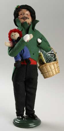 Traditional Assorted Carolers Man With Raggedy Andy Doll And Basket - No Box