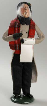 Traditional Assorted Carolers Grandfather With Music-Grey Coat - No Box