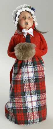 Traditional Assorted Carolers Woman With Muff-Red Coat - No Box