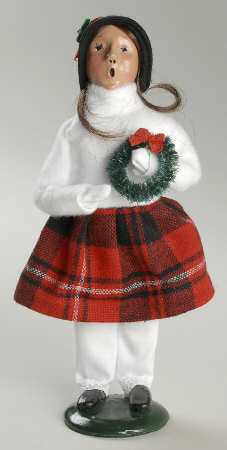 Traditional Assorted Carolers Girl With Wreath-White Top - No Box
