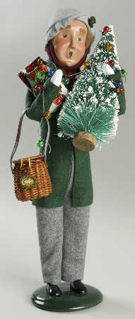 Traditional Assorted Carolers Shopper Man With Tree - No Box