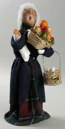 Traditional Assorted Carolers Shopper Woman With Fruit & Eggs - No Box