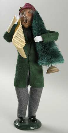Traditional Assorted Carolers Grandfather With Tree & Music-Green - No Box
