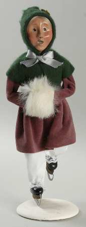 Winter Outdoor Activities Victorian Skater Girl-Green & Pink - No Box