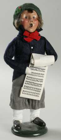 Victorian Assorted Carolers Boy With Music-Blue Coat Red Bow - No Box