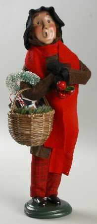 Traditional Assorted Carolers Man With Apples, Basket And Wreath - No Box