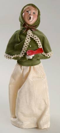 Traditional Assorted Carolers Victorian Woman With Cardinal-Green - No Box Nb877