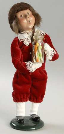 Traditional Assorted Carolers Boy With Candy Jar-Red Suit - No Box