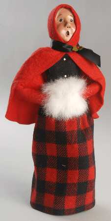 Traditional Assorted Carolers Woman With Muff-Red Cape - Nb641, No Box