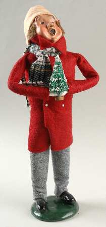Traditional Assorted Carolers Man With Tree-Red Coat - Nb 637, No Box