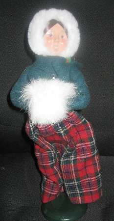 Traditional Assorted Carolers Woman With White Muff&Hat - No Box