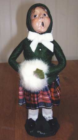 Traditional Assorted Carolers Girl With White Muff-Green Coat - Nb675, No Box