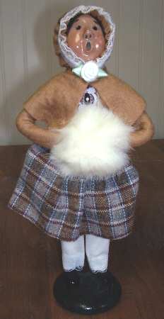 Traditional Assorted Carolers Girl With Muff Brown Coat - Nb666, No Box
