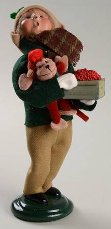 Traditional Assorted Carolers Boy With Stuffed Monkey & Cranberries - Nb870, No Box