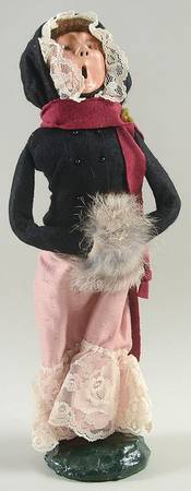 Victorian Assorted Carolers Woman With Muff-Black Pink - No Box