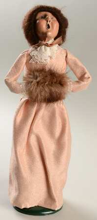 Victorian Assorted Carolers Woman With Muff-Tan Dress - No Box