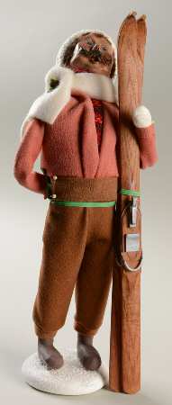 Winter Outdoor Activities Mustache Man With Skis - No Box