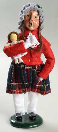 Traditional Assorted Carolers Girl With Doll-Red Coat Lace Cravat - Nb702, No Box