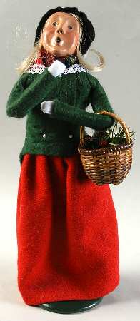 Traditional Assorted Carolers Woman With Basket Of Holly - No Box
