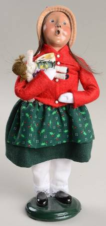 Traditional Assorted Carolers Girl With Doll-Red Coat Holiday Print - Nb729, No Box