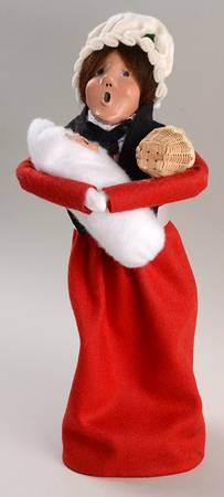 Traditional Assorted Carolers Woman With Baby-Red Dress - Nb782, No Box